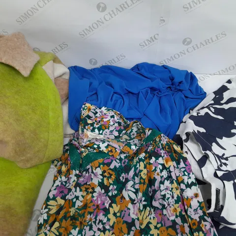 LARGE BOX OF CLOTHING ITEMS ASSORTED COLOURS AND SIZES