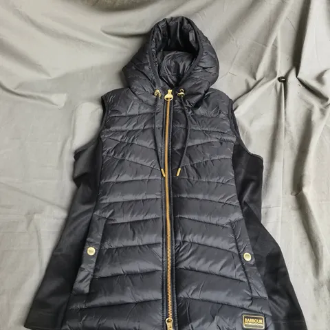 BARBOUR INTERNATIONAL FIBRE DOWN QUILTED GILET JACKET – BLACK, UK 10