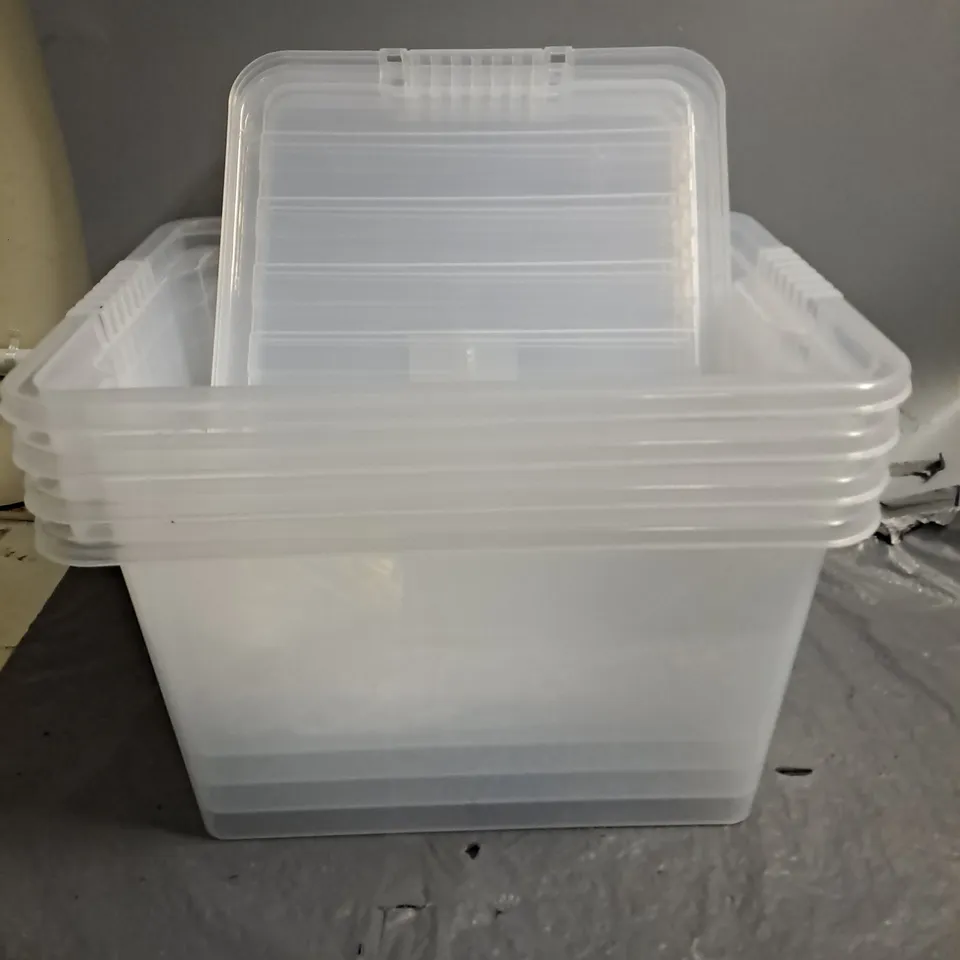 LOT OF 4 KLASS 30L CLEAR STORAGE BOX WITH LID