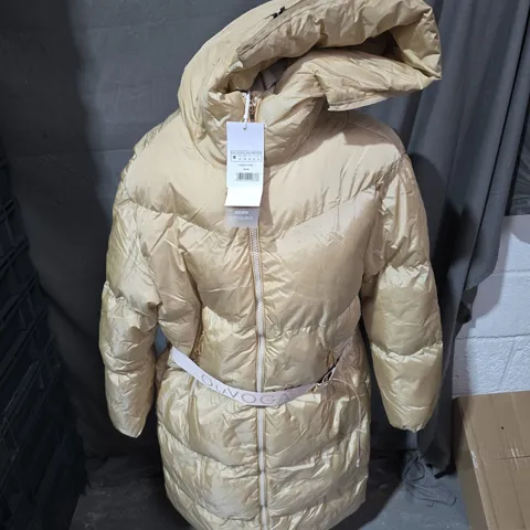 OLAVOGA BEIGE PADDED HOODED COAT – SIZE M