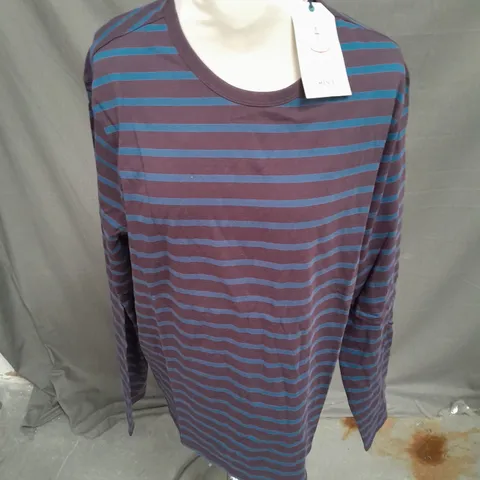 SEASALT CORNWALL MENS SAILOR SHIRT IN BRETON AUBERGINE SIZE L