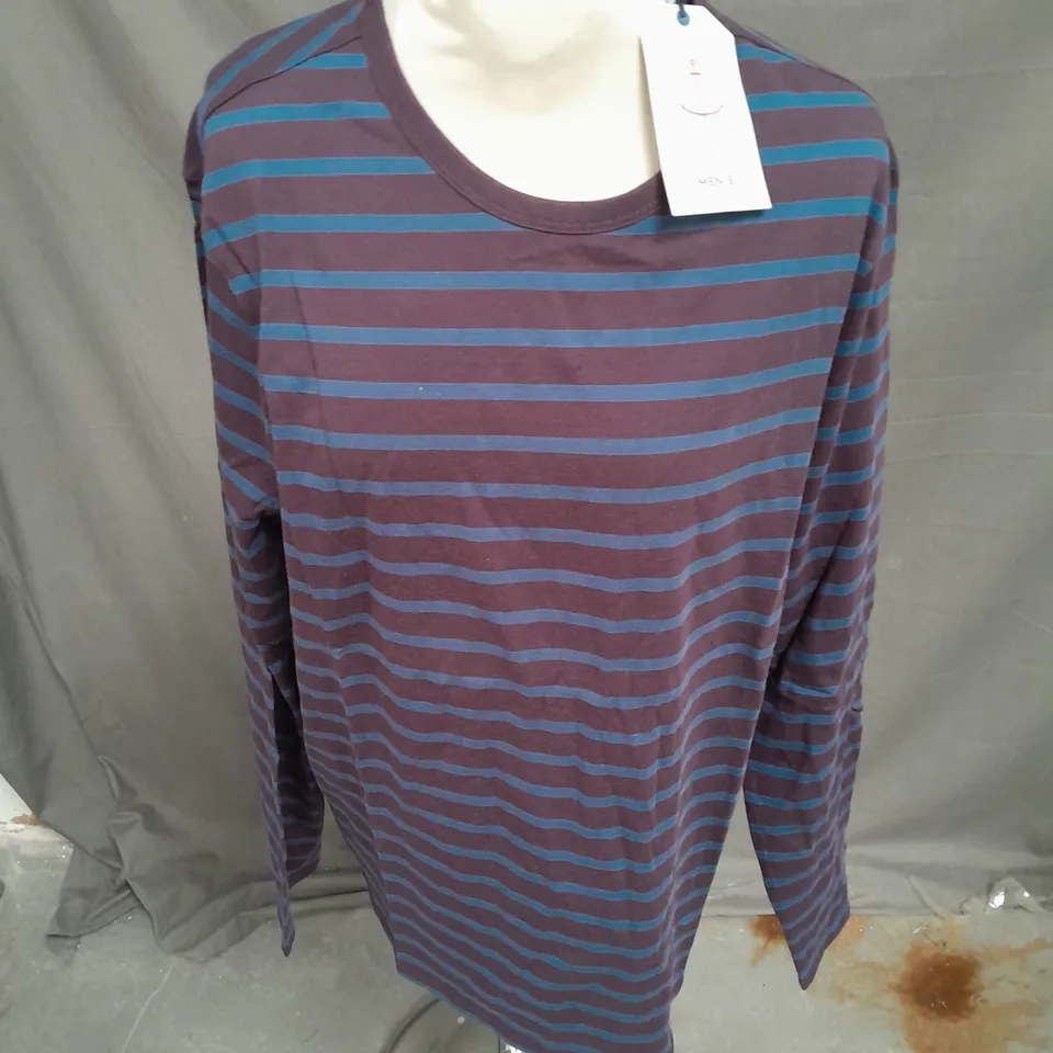 SEASALT CORNWALL MENS SAILOR SHIRT IN BRETON AUBERGINE SIZE L