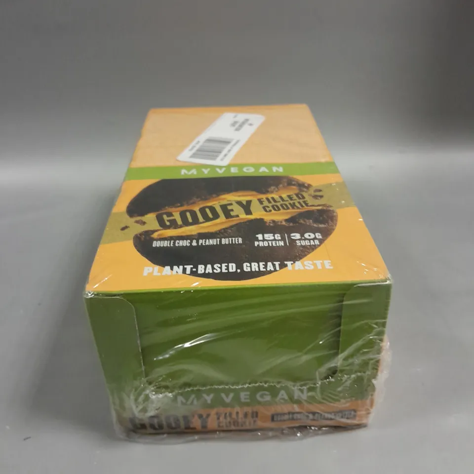 SEALED MYVEGAN GOOEY FILLED PLANT BASED COOKIE BARS - 12 X 75G CHOCOLATE & PEANUT BUTTER 