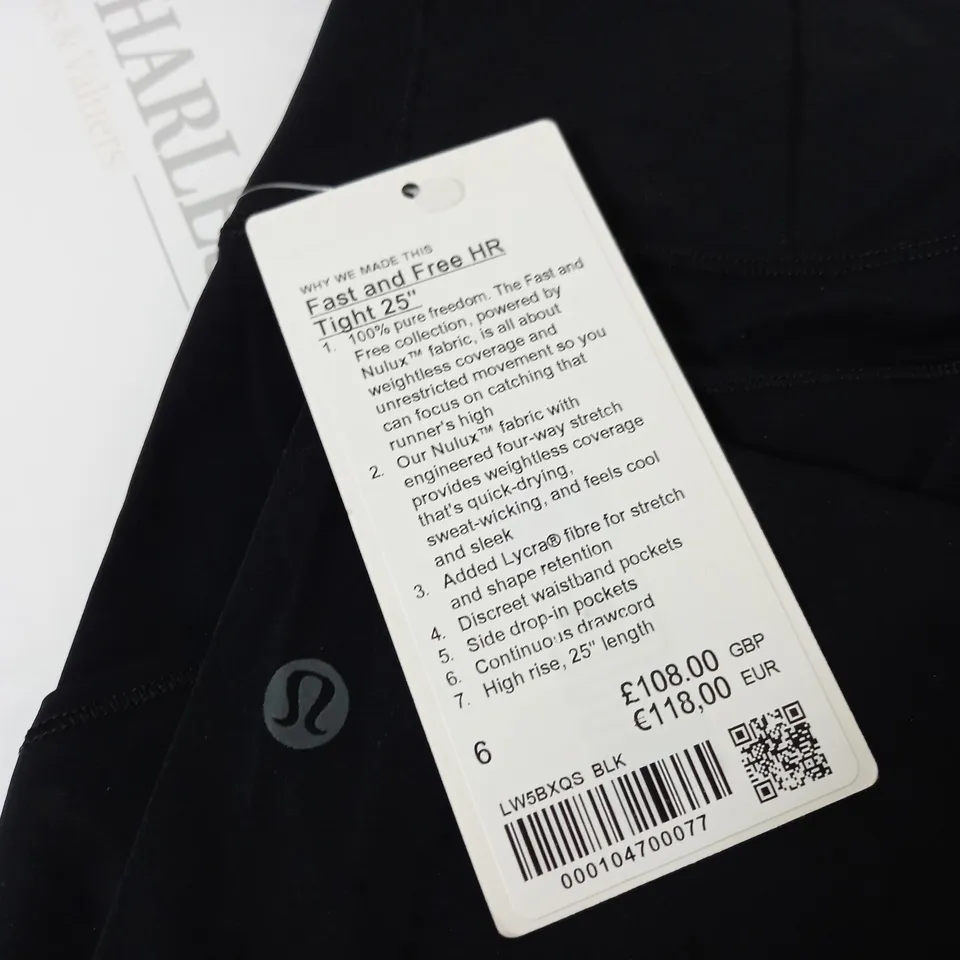 LULULEMON FAST AND FREE HR TIGHTS 25" IN BLACK - 6