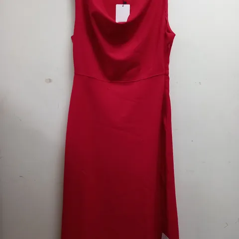 SAINT + SOFIA RHEA COWL NECK DRESS IN RED - UK 14