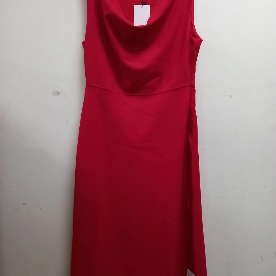 SAINT + SOFIA RHEA COWL NECK DRESS IN RED - UK 14