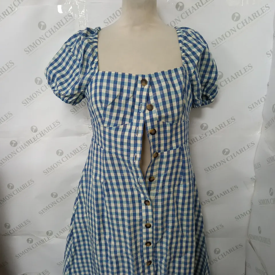 WOMENS BODEN CHEQUERED BUTTON SUMMER DRESS SIZE 10