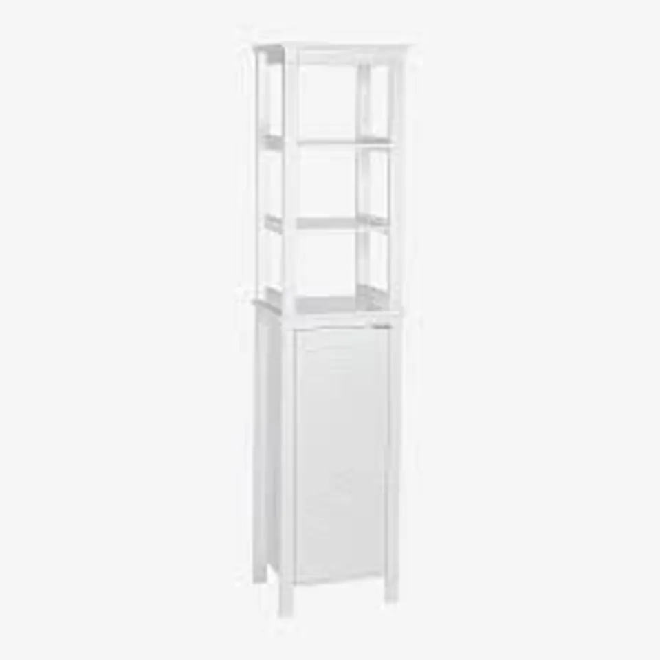 BOXED MADISON LINEN TOWER WITH OPEN SHELVES IN WHITE 