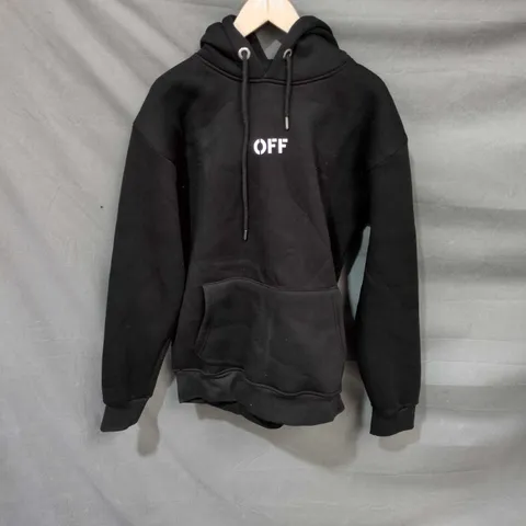 OFF-WHITE BLACK HOODIE WITH FRONT 'OFF' LOGO AND BACK GRAPHIC SIZE M 