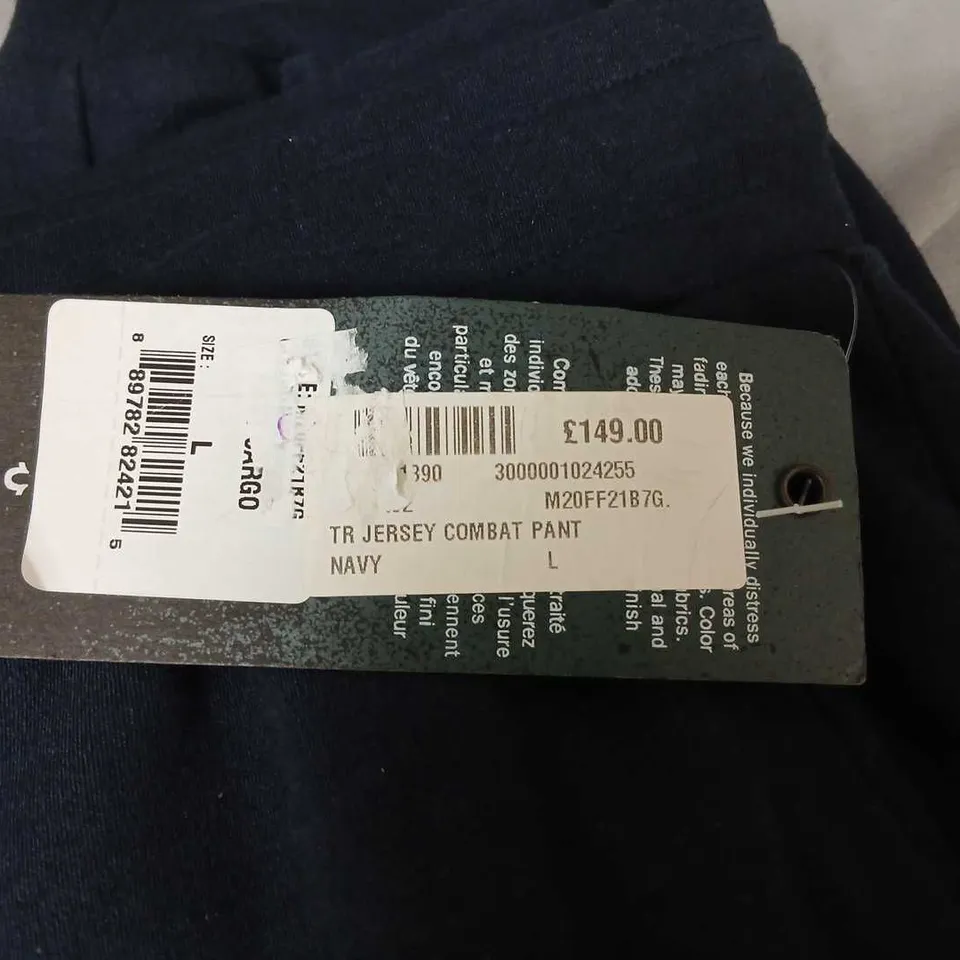 TRUE RELIGION JERSEY COMBAT PANT NAVY – MEN'S SIZE L