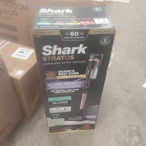 BOXED SHARK STRATOS CORDLESS STICK VACUUM CLEANER, CHARCOAL/ROSE GOLD