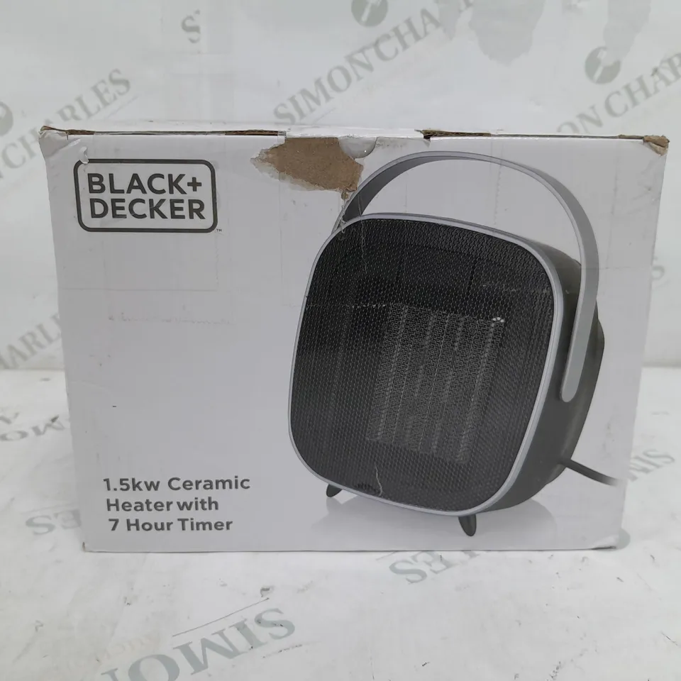 BOXED BLACK+ DECKER 1.5KW CERAMIC HEATER WITH 7 HOUR TIMER