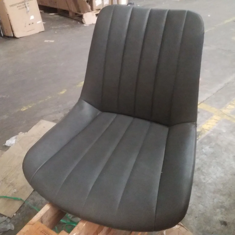 BOXED SET OF 2 FAUX LEATHER DARK GREY DINING CHAIRS
