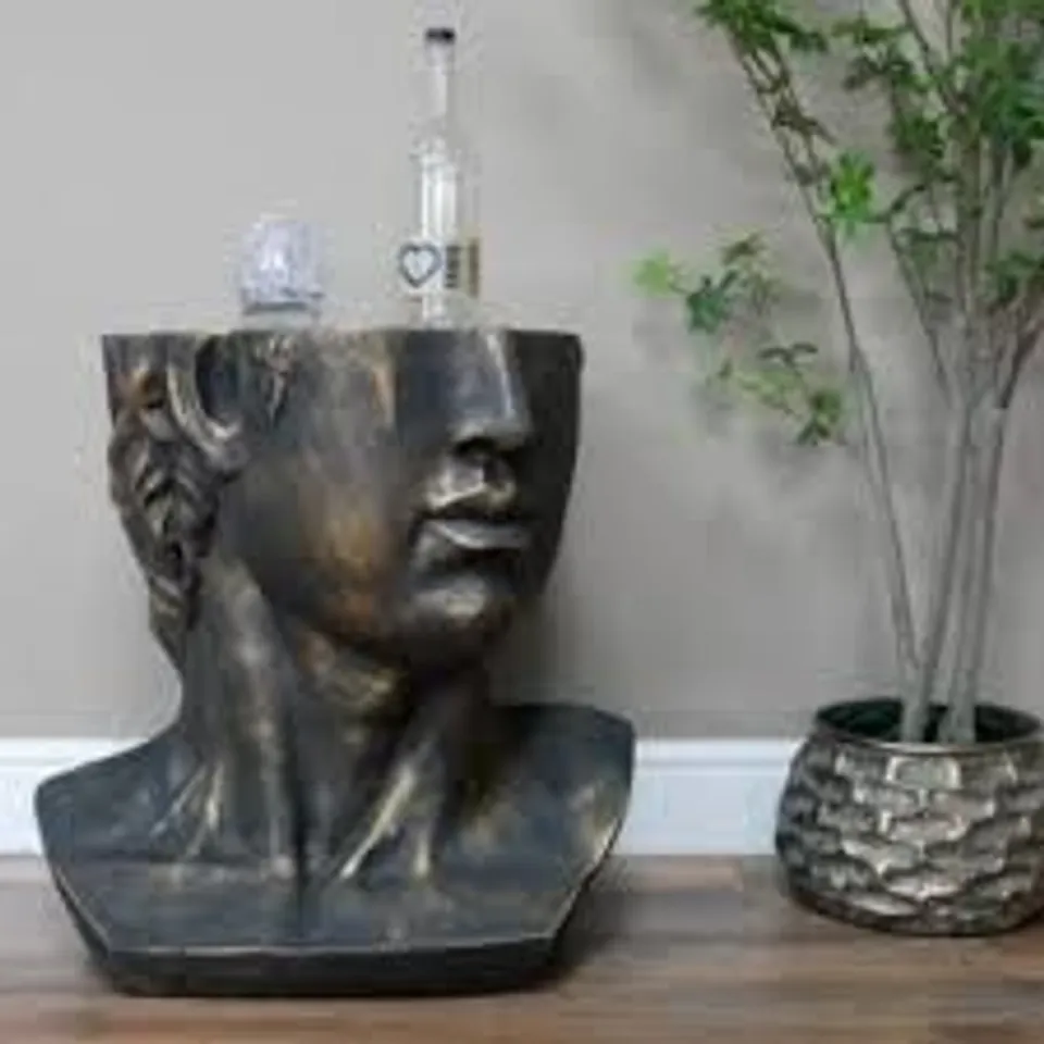 BRAND NEW BOXED HOMESDIRECT365 RUSTIC BRONZE HEAD SIDE TABLE