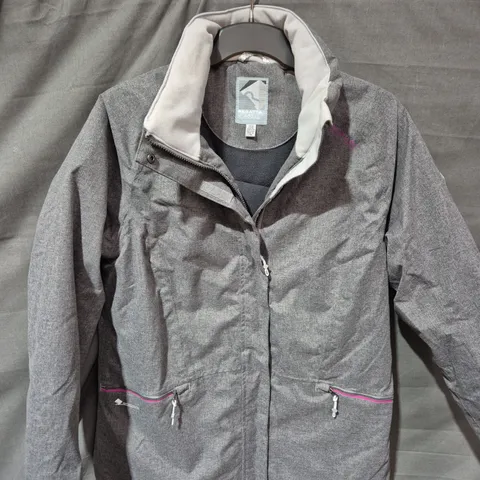 REGATTA GREY OUTDOOR JACKET WITH PINK ZIP POCKETS – SIZE 14