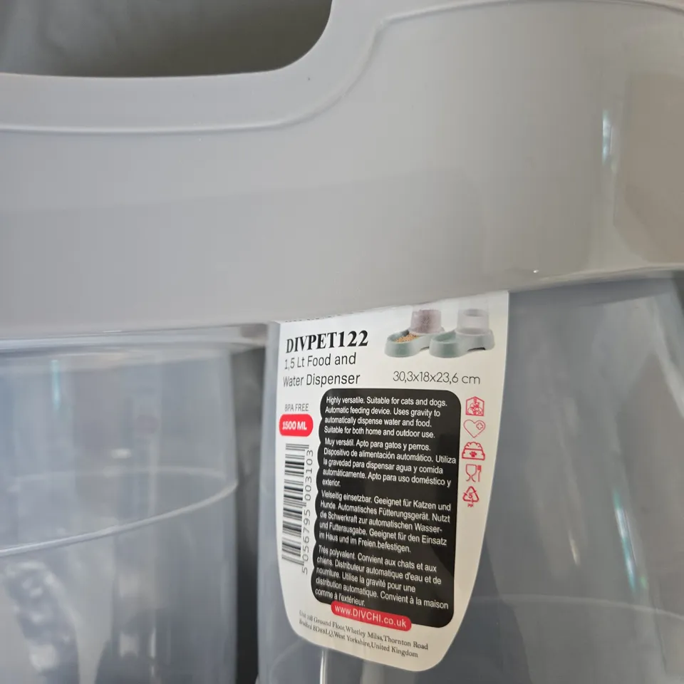 DIVPET122 GREY 1.5L FOOD & WATER DISPENSER – SET OF 2