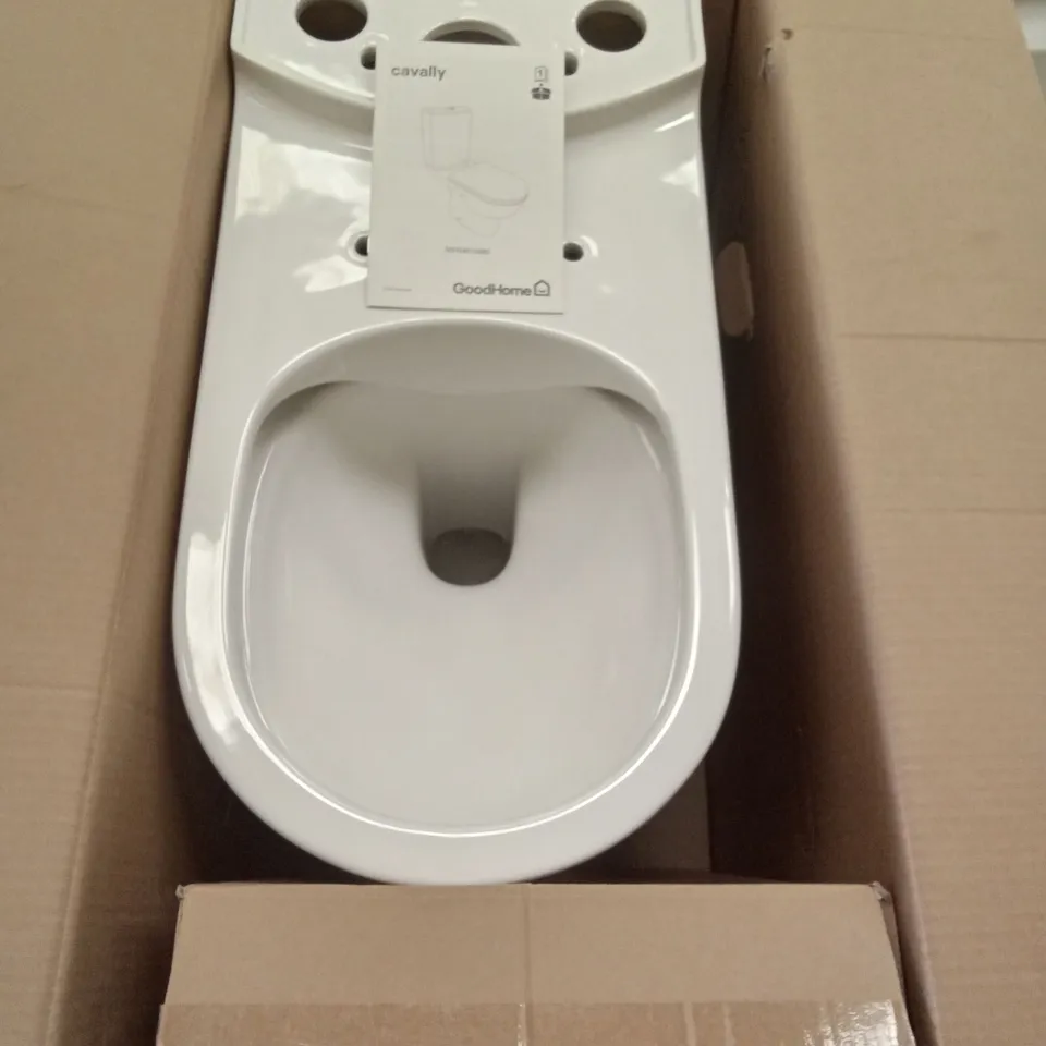 BOXED CAVALLY RIMLESS RAISED CLOSE COUPLED TOILET - WHITE