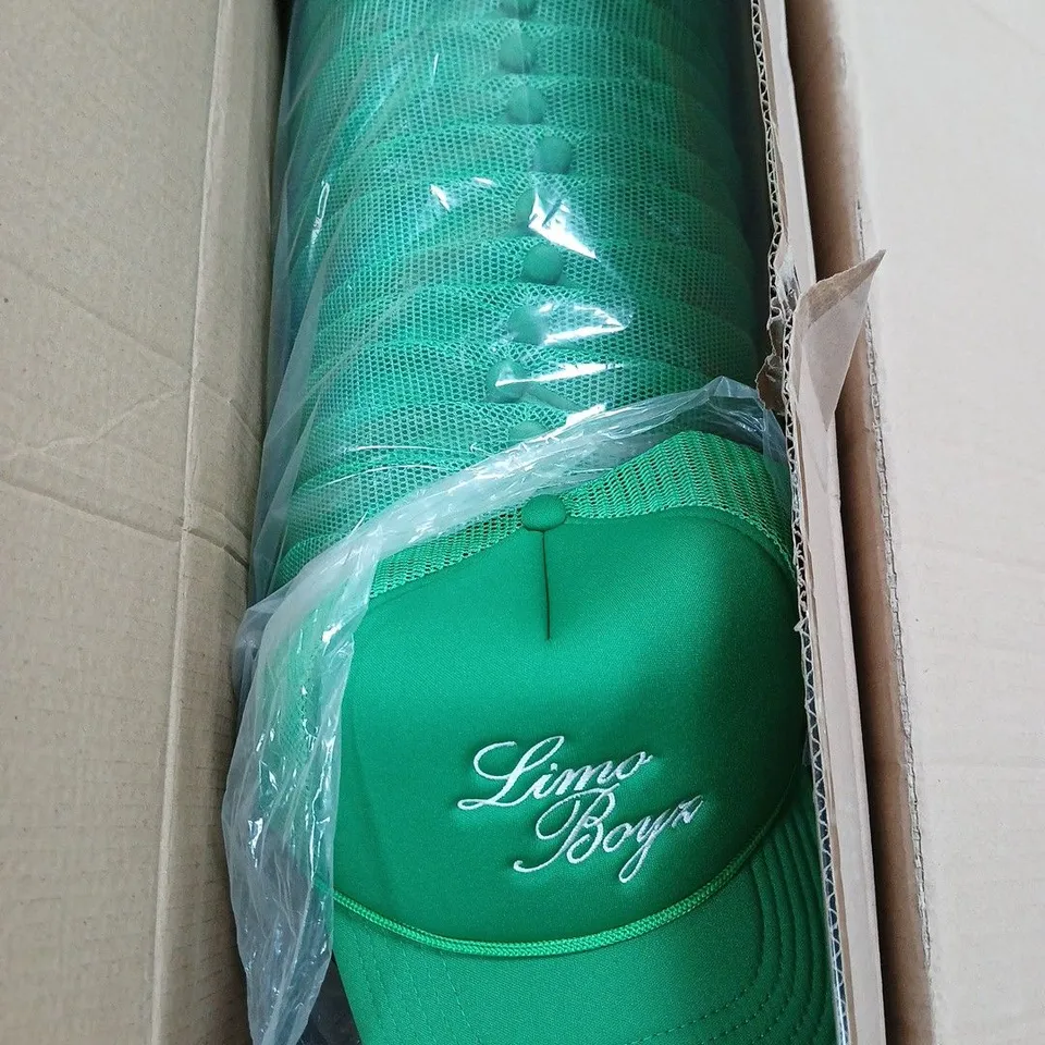 APPROXIMATELY 80 GREEN LIMO BOYS CAPS 