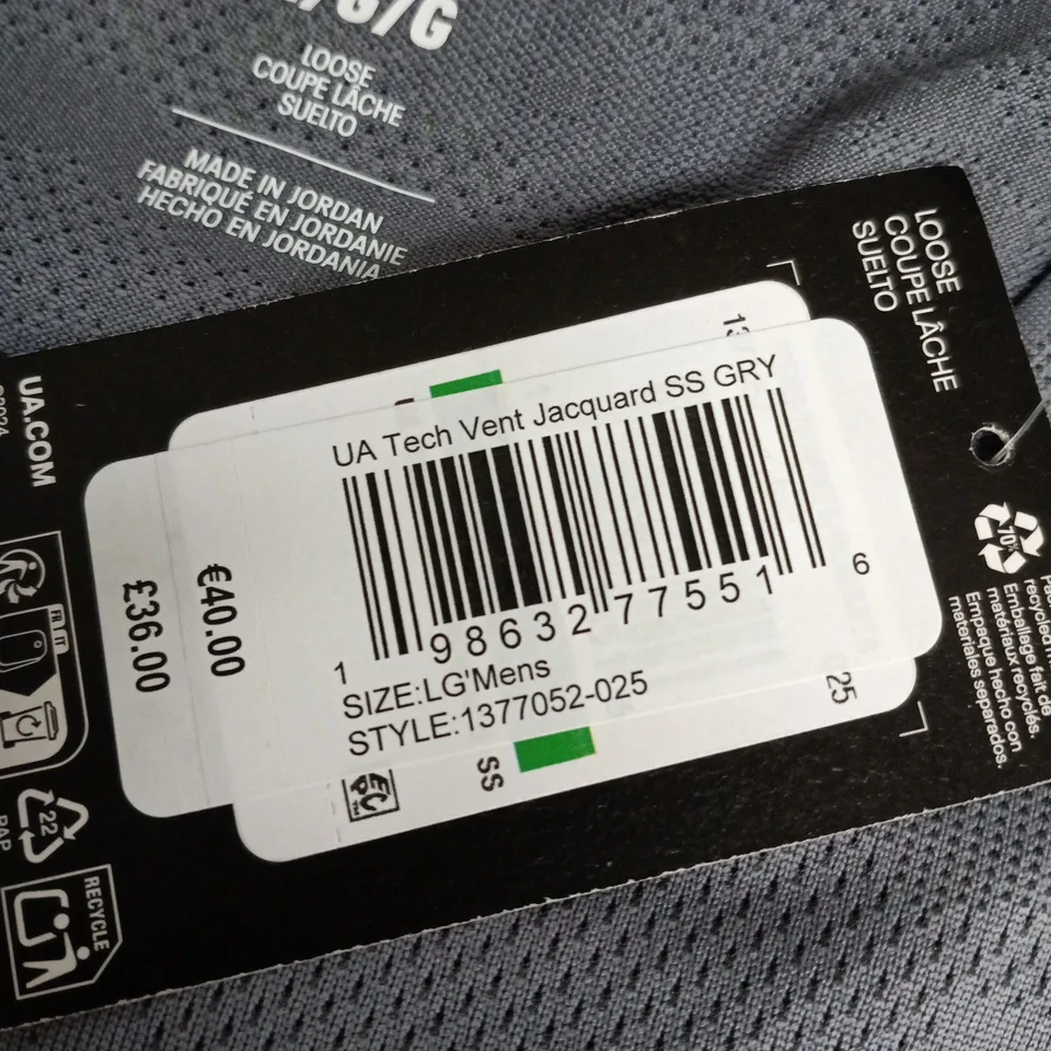 UNDER ARMOUR MEN'S UA TECH VENT JACQUARD SS T-SHIRT - GREY, UK L (LG)