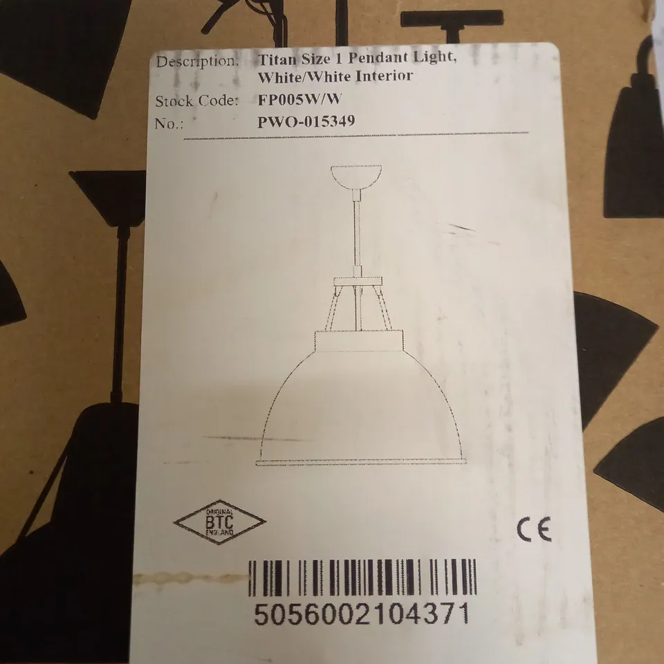 ORIGINAL BTC ENGLAND TITANS SIZE 1 PENDANT LIGHT WHITE
