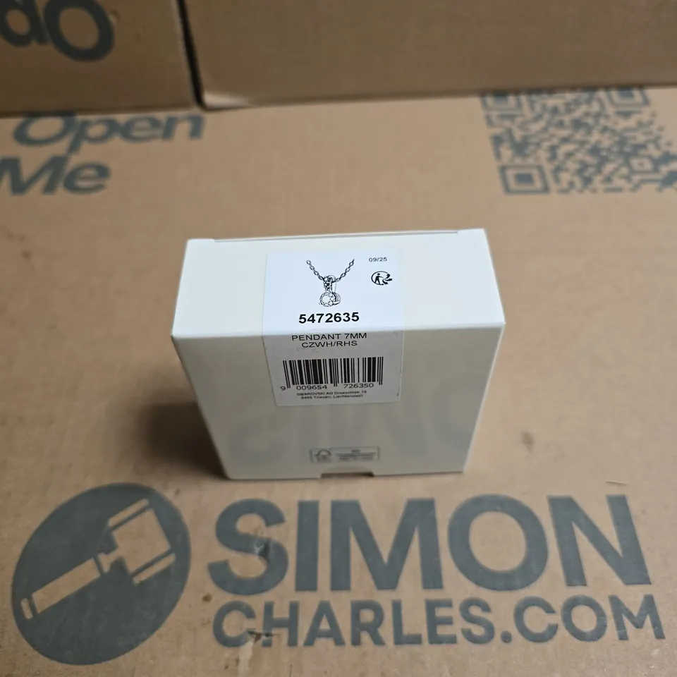 SWAROVSKI PENDANT NECKLACE WITH CLEAR CRYSTAL – 7MM CZ, PINK PRESENTATION BOX