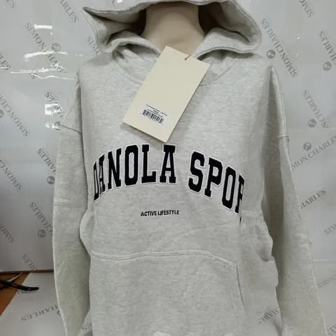 ADANOLA SPORTS EMBROIDED OVERSIZD HOODIE IN LIGHT GREY MELANGE - XS