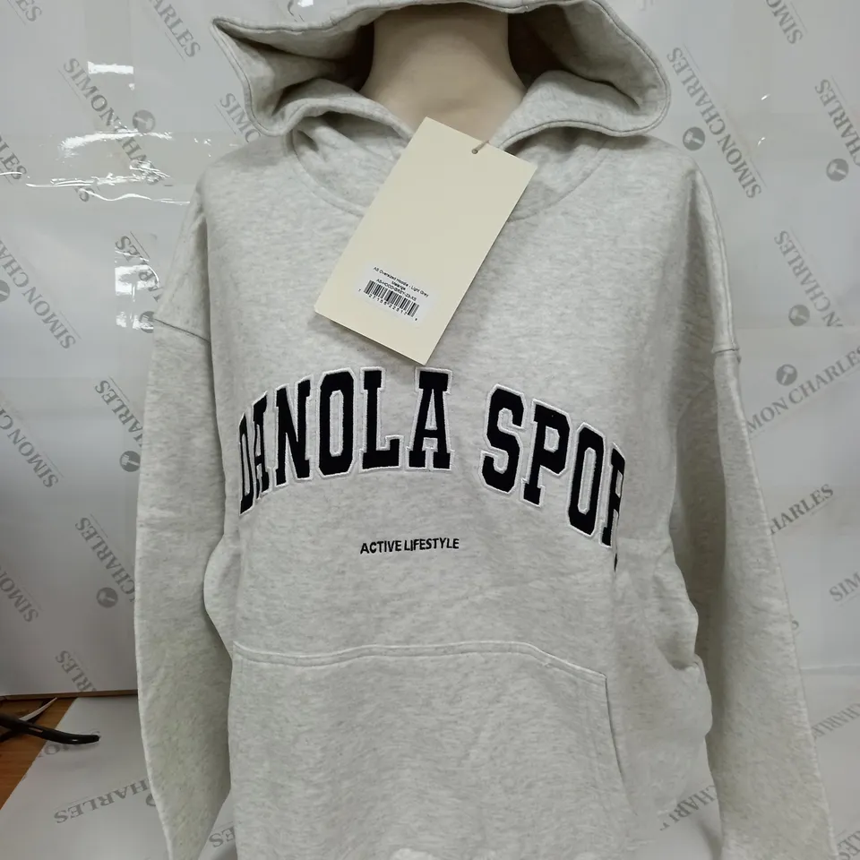 ADANOLA SPORTS EMBROIDED OVERSIZD HOODIE IN LIGHT GREY MELANGE - XS