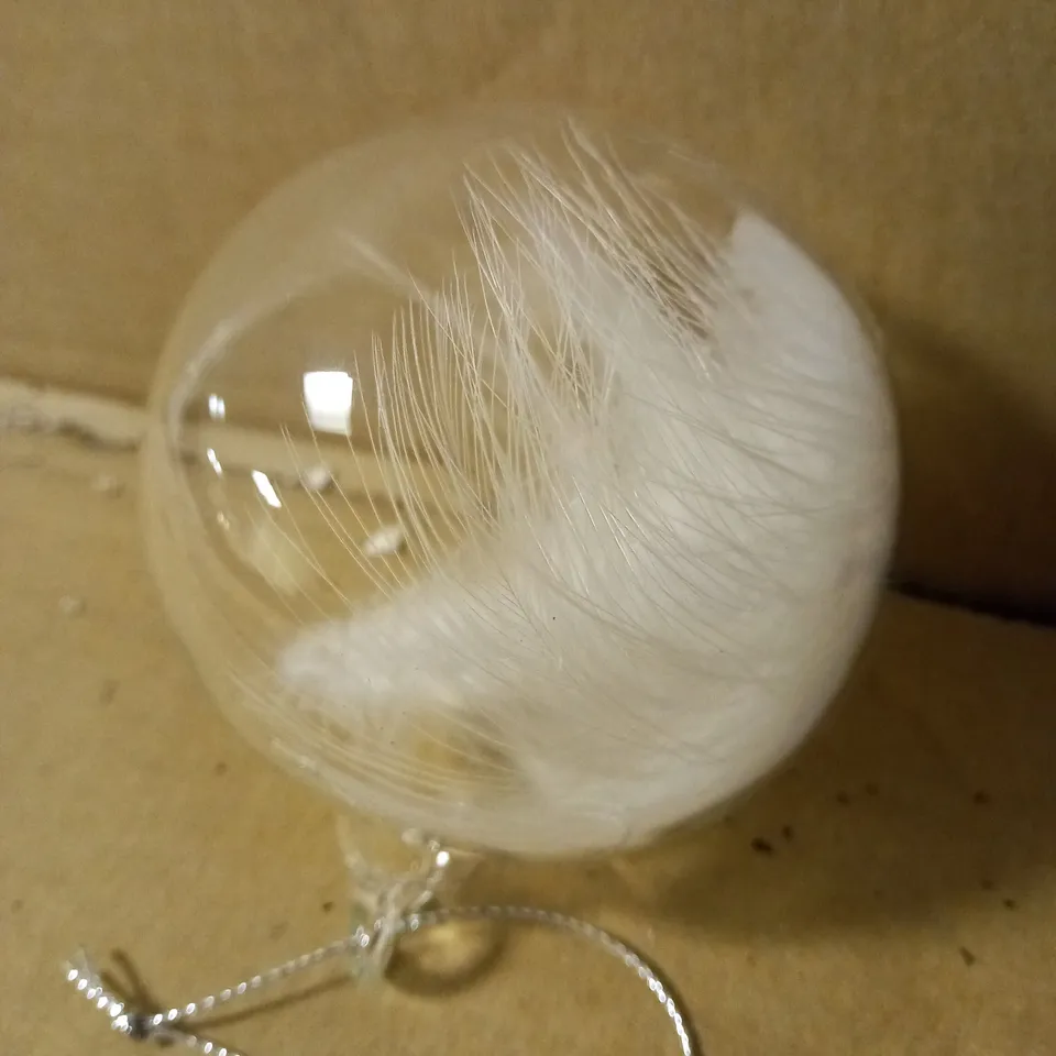 GLASS FEATHER BAUBLE RRP £30