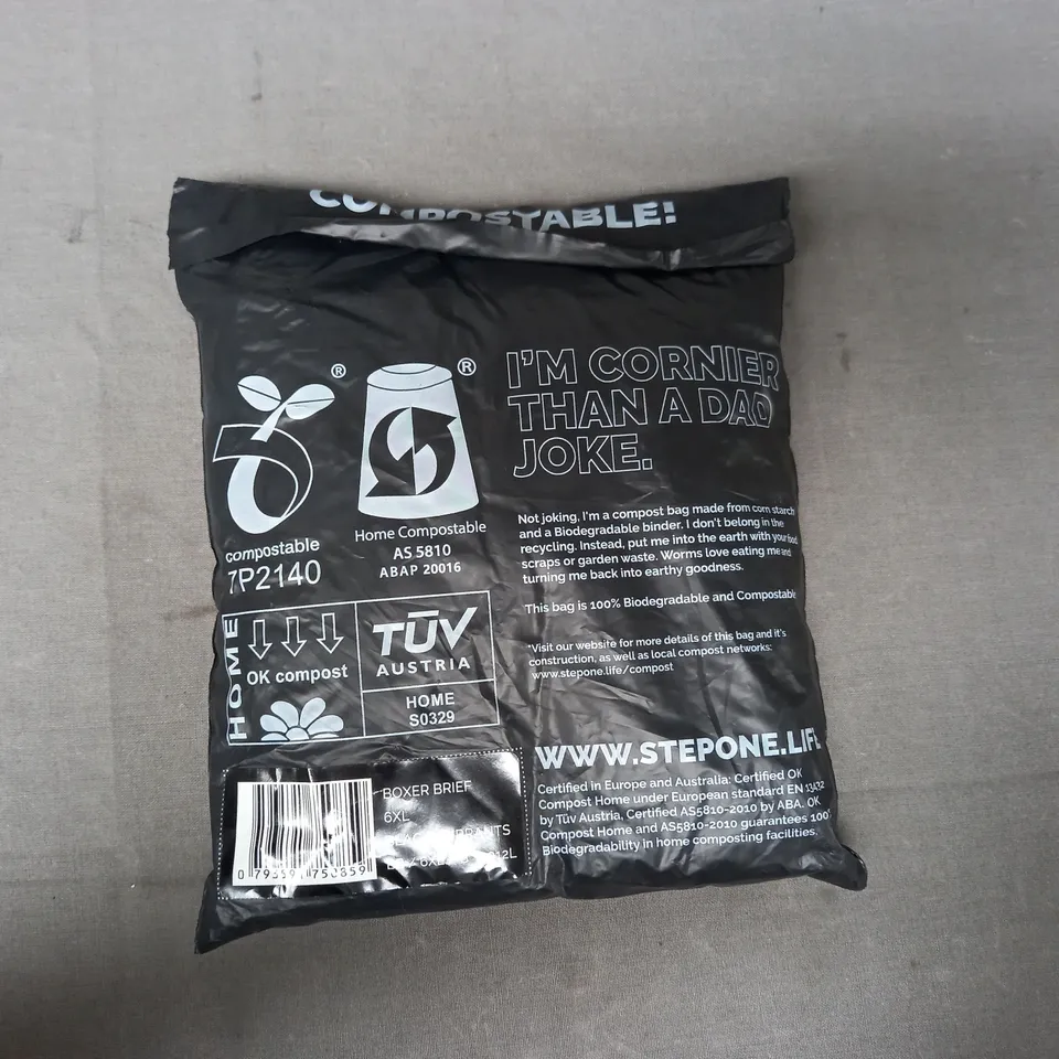 STEP ONE BOXER BRIEFS IN BLACK CURRANTS SIZE 6XL