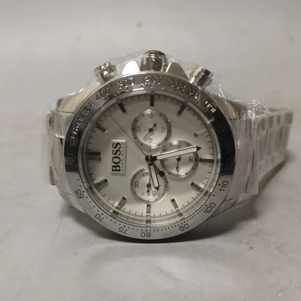 HUGO BOSS WATCH HB1512962 IKON WHITE DIAL CHRONOGRAPH SILVER WRISTWATCH