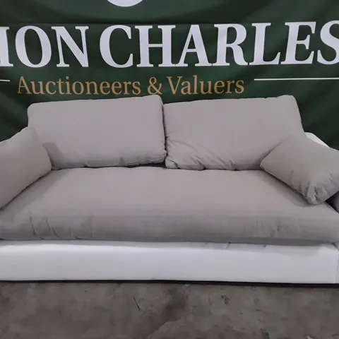 QUALITY DESIGNER 3 SEATER SOFA - GREY FABRIC