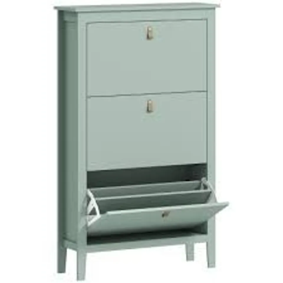 BOXED HOMCOM MODERN THREE-DRAWER SHOE CABINET - GREEN