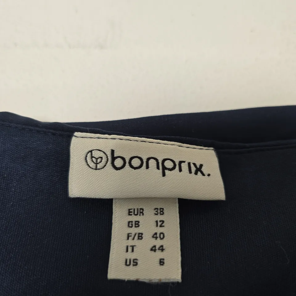 BONPRIX DARK BLUE CHIFFON DRESS SIZE 12