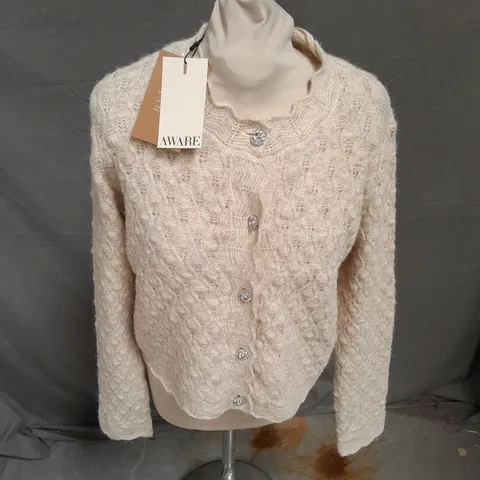 AWARE VERO MODA LONG SEEVE O-NECK KNIT CARDIGAN IN BIRCH SIZE S