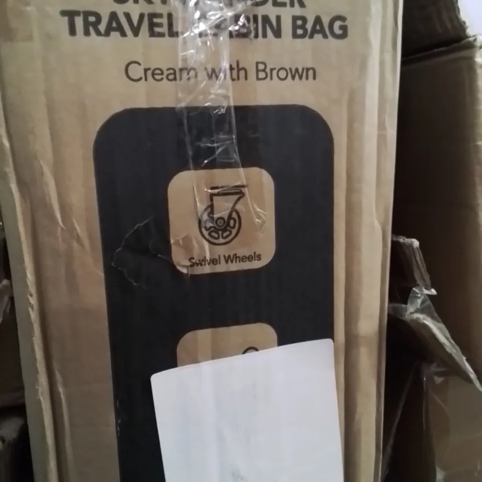 BOXED LUGG 15INCH SKYWANDER TRAVEL CABIN BAG CREAM WITH BROWN 