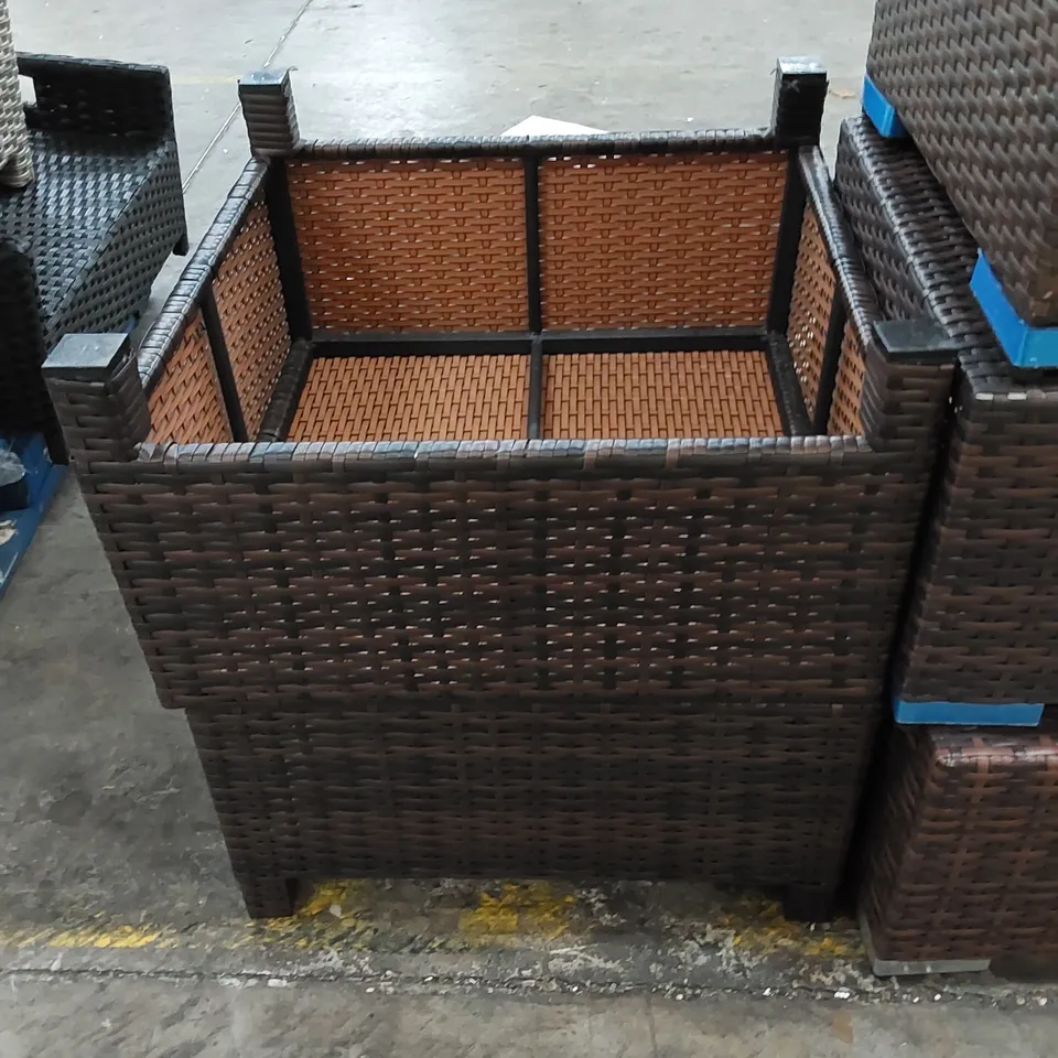2 X BROWN RATTAN FOOTSTOOLS