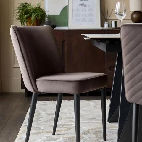 BOXED DANETTI SERENA MOCHA VELVET DINING CHAIR