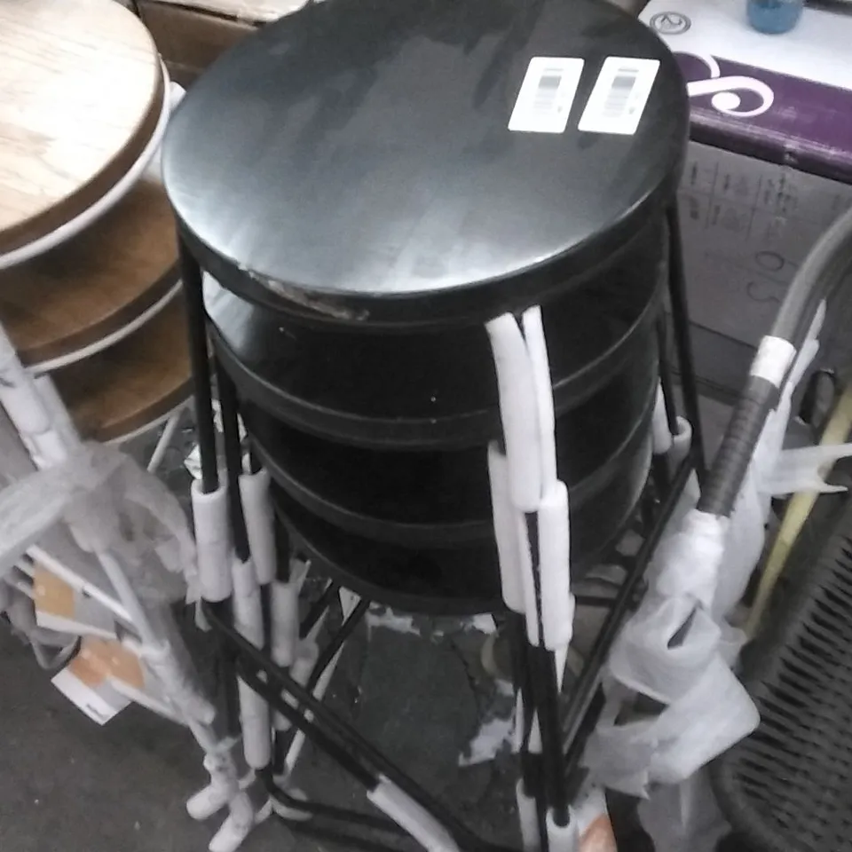 SET OF 4 MALOUX FIXED LEG BAR STOOLS BLACK 