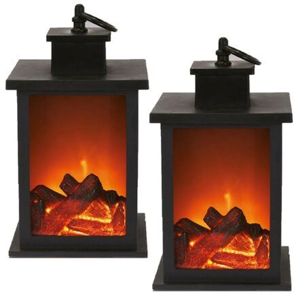 FIREPLACE LED PLASTIC LANTERN 