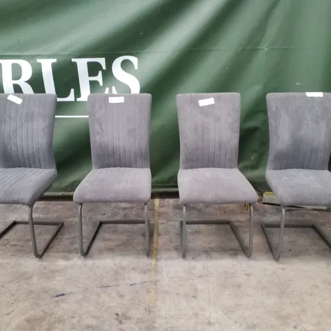 SET OF 4 GREY VELVET DINING CHAIRS