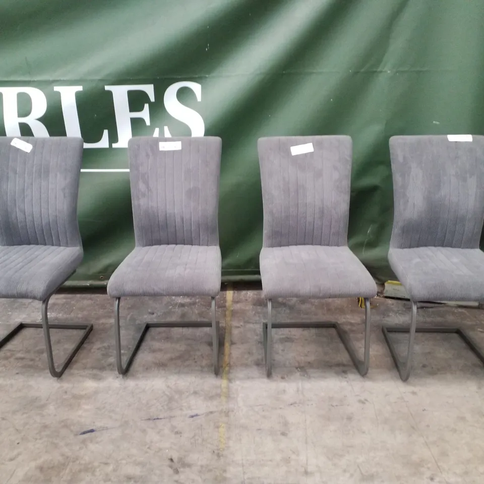 SET OF 4 GREY VELVET DINING CHAIRS 