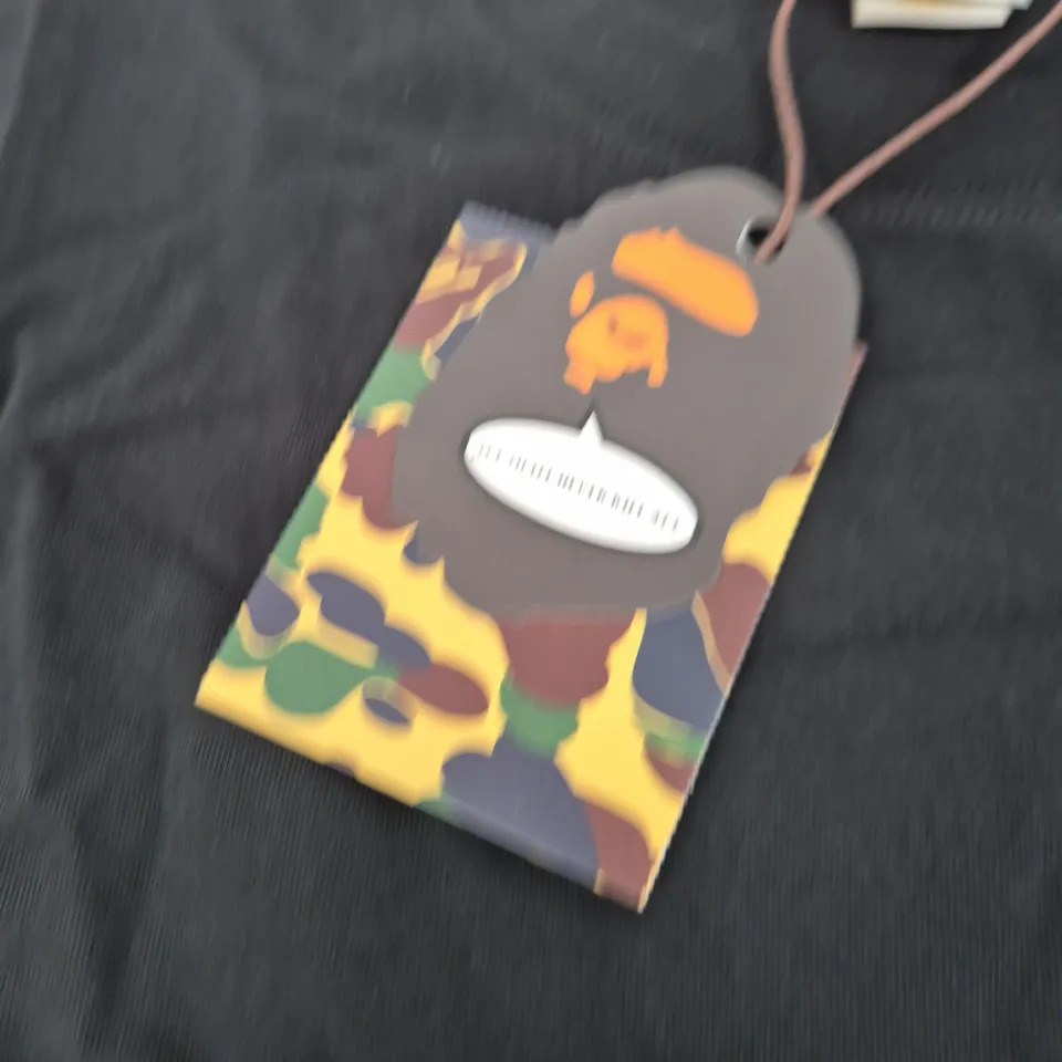 BAPE BLACK T‑SHIRT WITH PINK CAMOUFLAGE PRINT – MADE IN JAPAN, SIZE S