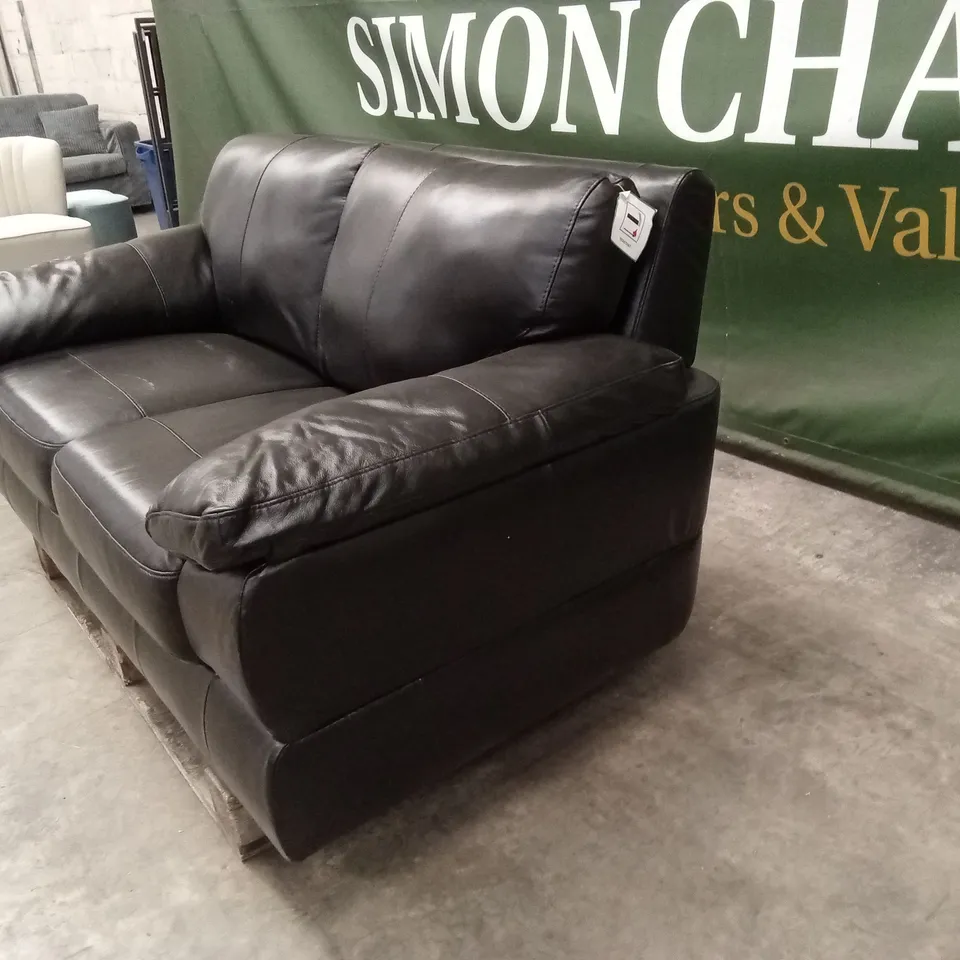 MARLOW ITALIAN LEATHER 2 SEATER SOFA - BLACK RRP £1299