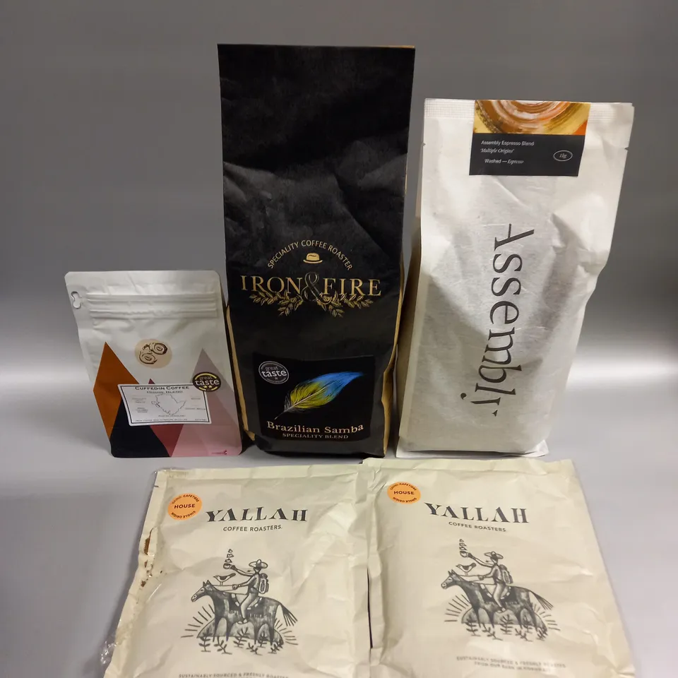 7 X ASSORTED COFFEE PRODUCTS TO INCLUDE IRON & FIRE, YALLAH, CUFFED-IN COFFEE ETC 