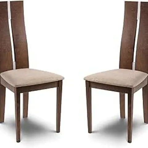 BOXED SET OF 2 CAYMAN DINING CHAIRS - WALNUT/CREAM (1 BOX)