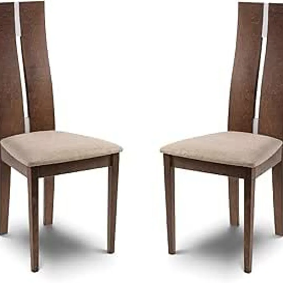 BOXED SET OF 2 CAYMAN DINING CHAIRS - WALNUT/CREAM (1 BOX)