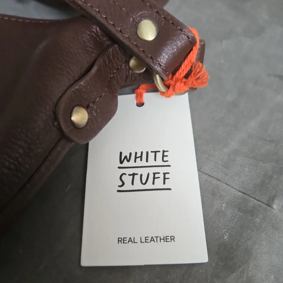 WHITE STUFF FERN LEATHER CROSSBODY BAG – DARK BROWN (ONE SIZE, REAL LEATHER)