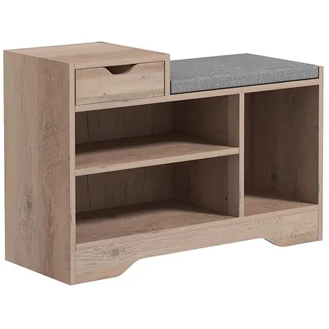 BOXED HOMCOM MULTI-COMPARTMENT SHOE BENCH, WITH SEAT - GREY