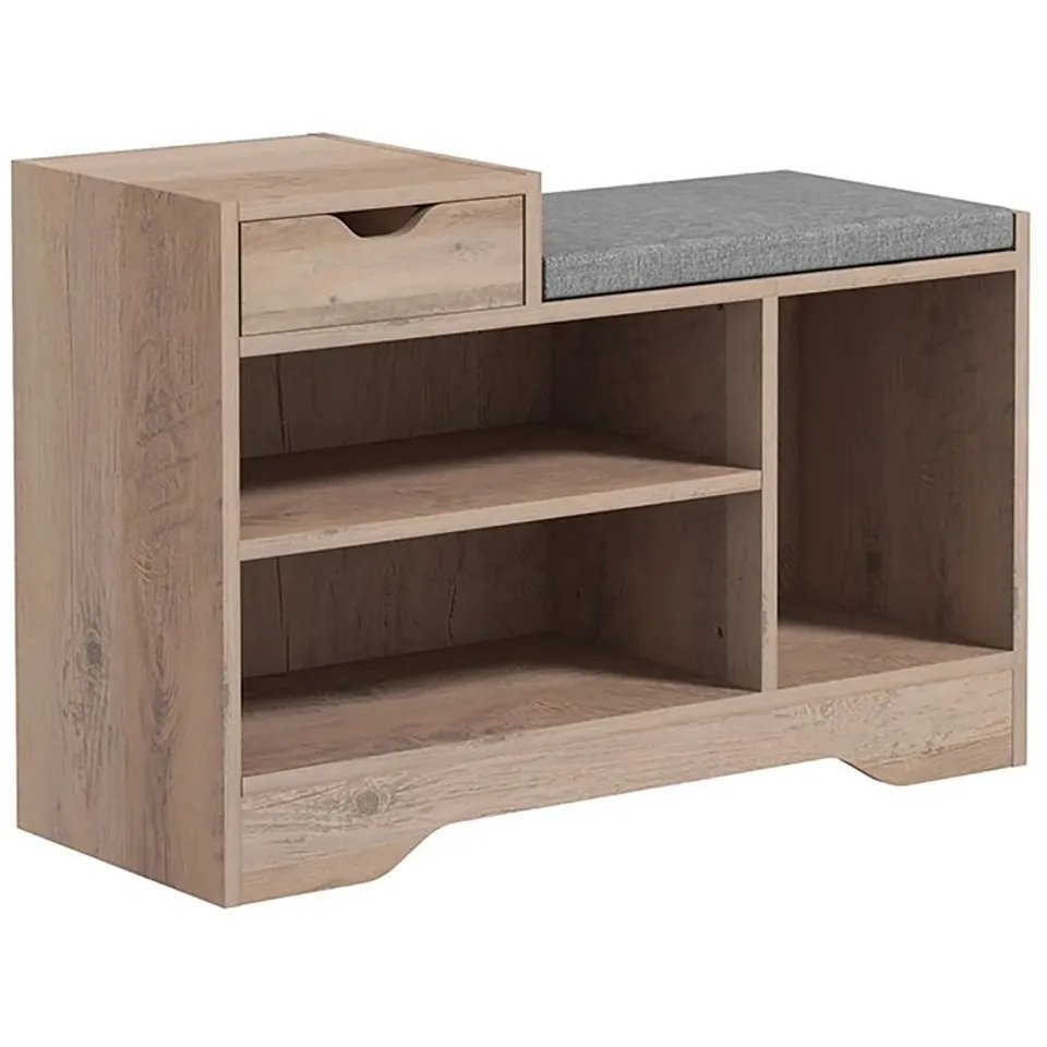 BOXED HOMCOM MULTI-COMPARTMENT SHOE BENCH, WITH SEAT - GREY