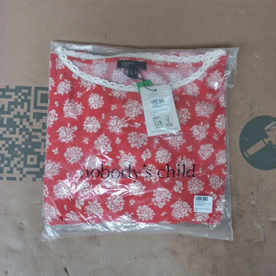 BAGGED NOBODY'S CHILD DARA MIDI DRESS IN RED DITSY FLORAL SIZE UK 16